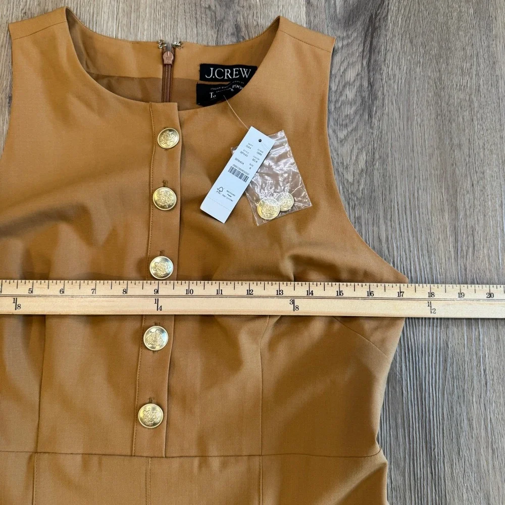 J.Crew Italian Stretch Wool Tollegno 1900 Pleated Mini Dress Camel Size 6 NWT